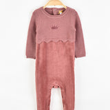 בייביגרו קטיפה בשילוב סריג - ורוד