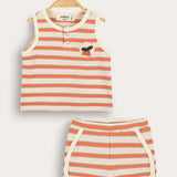 סט בייבי פסים - כתום