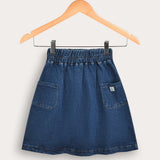 Denim skirt with pockets - Navy
