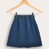 Denim skirt with pockets - Navy