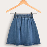 Denim skirt with pockets - blue