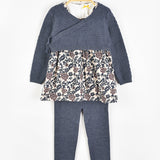 סט סריג עם פרחים - כחול