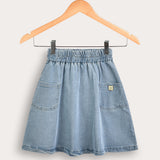 Denim skirt with pockets - light blue
