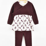 סט סריג עם פרחים - סגול