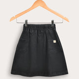 Denim skirt with pockets - black