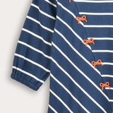 שמלת פסים עם פפיונים - כחול