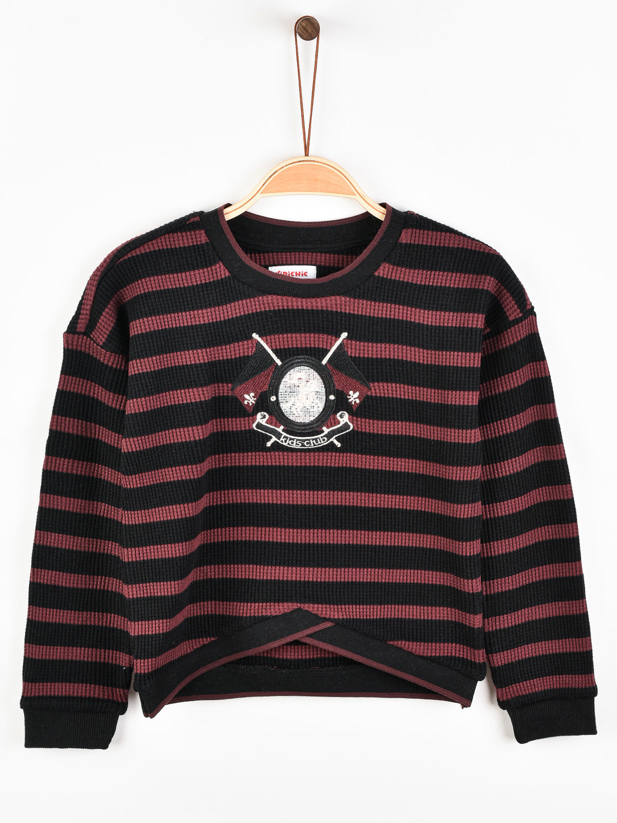 חולצה בסיומת אלכסונית - בורדו