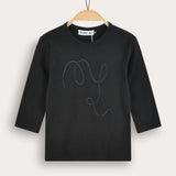 Rivet shirt with embroidery - black