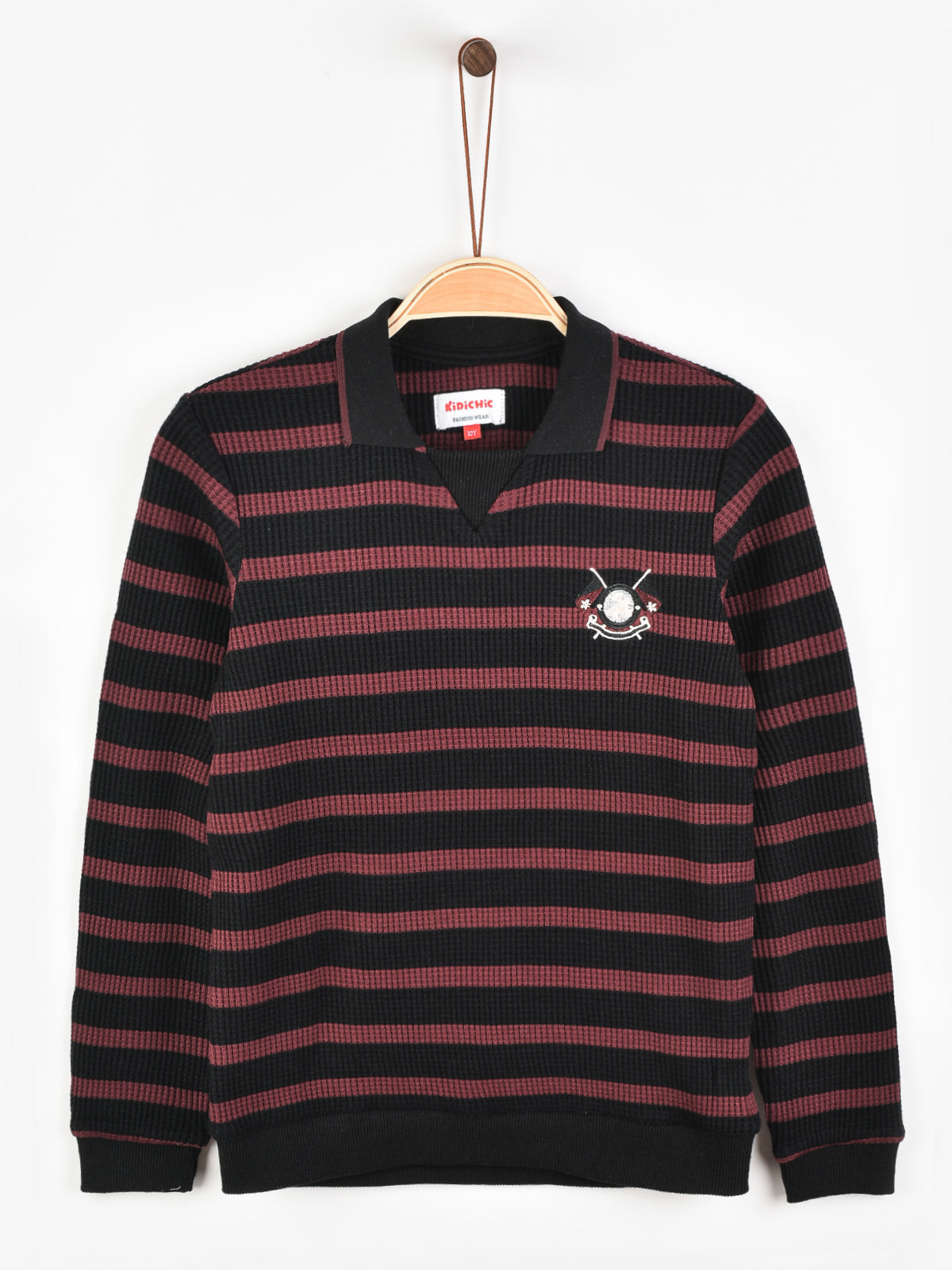 חולצת פסים עם צווארון - בורדו