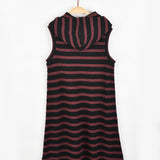 שמלת פסים עם קפוצ'ון - בורדו