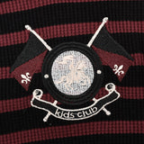 שמלת פסים עם קפוצ'ון - בורדו