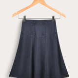 חצאית ג'רסי בשילוב כפתורים - נייבי