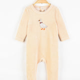 בייביגרו קטיפה רקמת ברווז - שמנת