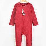 בייביגרו קטיפה רקמת ברווז - בורדו