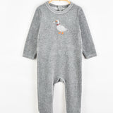 בייביגרו קטיפה רקמת ברווז - אפור