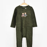 בייביגרו קטיפה רקמת דובים - זית