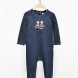 בייביגרו קטיפה רקמת דובים - נייבי