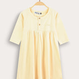 Rivet dress with buttons - yellow