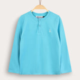 Polo shirt with buttons - turquoise