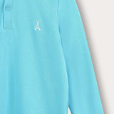 Polo shirt with buttons - turquoise