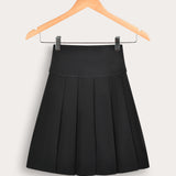 חצאית קפלים מדוגמת - שחור