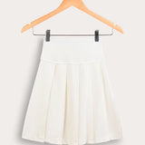 חצאית קפלים מדוגמת - שמנת