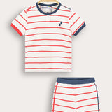 סט בייבי פסים - ורוד