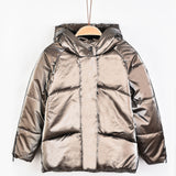 מעיל נפוח עם קפוצ'ון - ברונזה