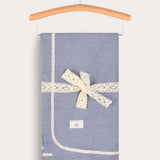 Blanket with crocheted finishes - blue