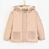 מעיל קפוצ'ון עם כיסים - בז'