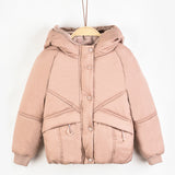 מעיל נפוח עם כיסים - ורוד