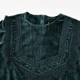 חולצת קטיפה בגימור קרושה - ירוק