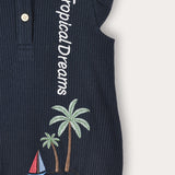 Baby Tropical Rib Overalls - Navy