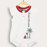 Tropical Rib Baby Overalls - Cream