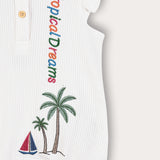 Tropical Rib Baby Overalls - Cream