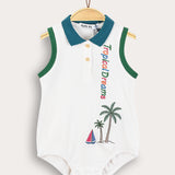 Tropical Rib Baby Overalls - Cream