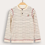 Striped shirt with embroidery - cream