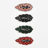 סיכת עלה אבני חן - בורדו