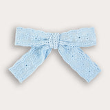 Crocheted Bow Tie Pin - Light Blue