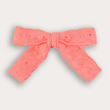 Crochet bow tie pin - pink
