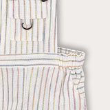 אוברול פסים עם כתפיות - לבן