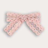 Crochet bow tie pin - pink