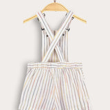 אוברול פסים עם כתפיות - לבן