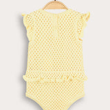 אוברול סריג עם רקמה - צהוב