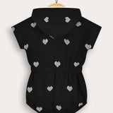 Sporty overalls with hood - black