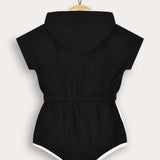 אוברול ספורטיבי עם קפוצ'ון - שחור