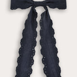 Long lace bow tie - blue