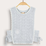 Knitted cardigan with tie - light blue