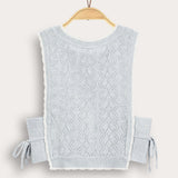 Knitted cardigan with tie - light blue