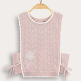 Knitted cardigan with tie - pink